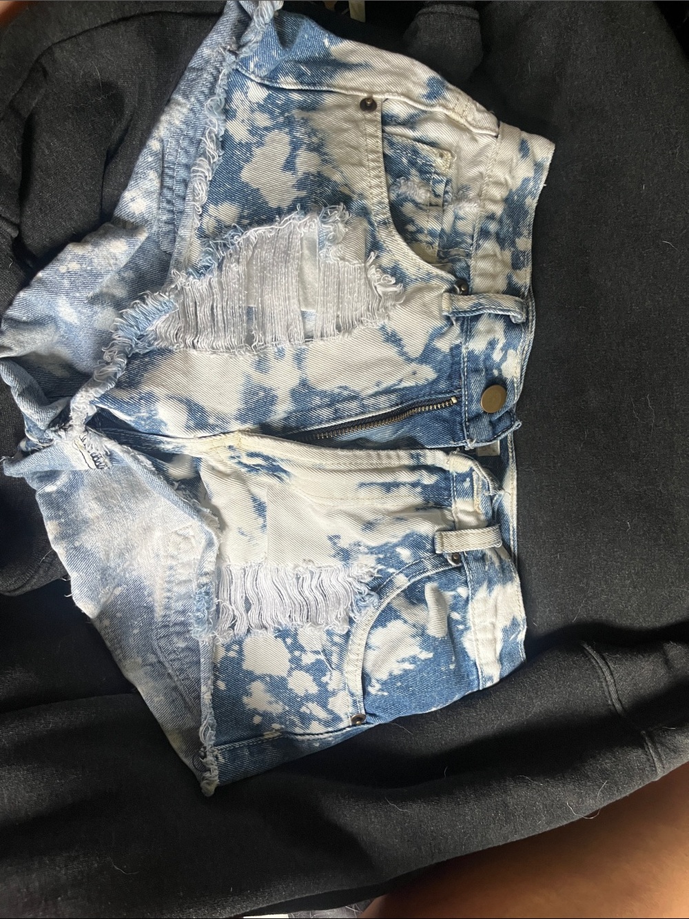 ISO- rehab brand distressed, denim cutoff shorts. Size M